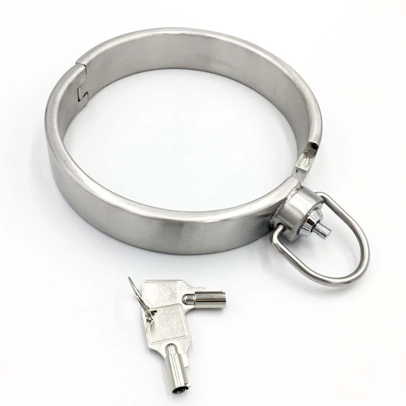 Hi-Q Press Lock Stainless Steel Neck Collar Restraints Fetish Slave BDSM Lockable Choker Neck Cuff Adult Games Sex Shop Couples