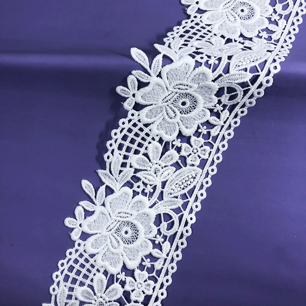 10yard White African Lace Fabric Ribbon 9.3cm High Quality Arts Craft Sewing Trim Wedding Dress Accessories Diy Women Skirt Deco