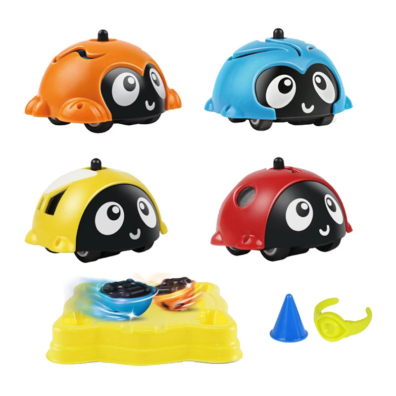 Funny Gyro Model Car Toy Cartoon Inertia Insect Multi-function Children\'s Fingertip Spinning Top Educational Toy Model 3pcs/set