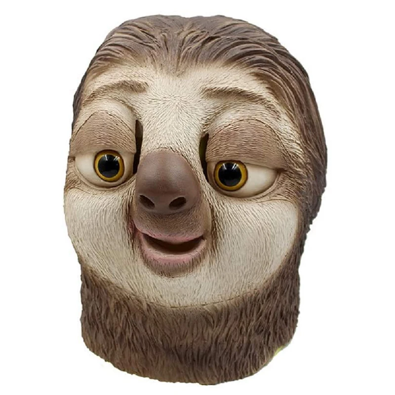 Reneecho Sloth Latex Mask Adult Animal Full Head Mask Halloween Costume Headgear