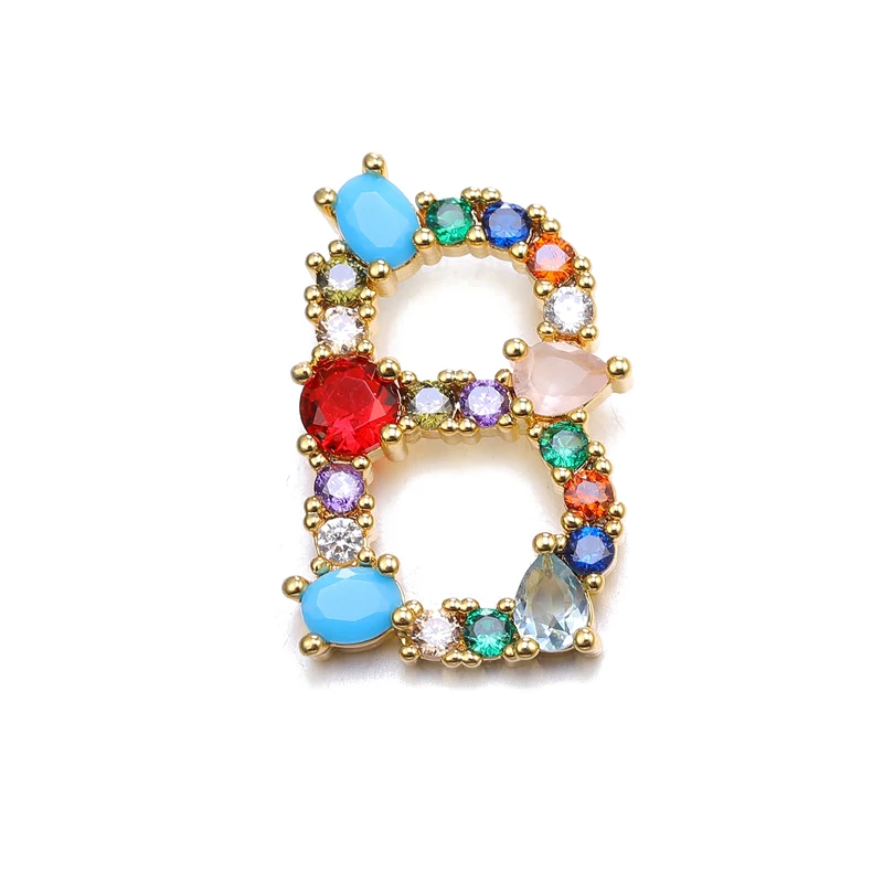 Juya handgefertigte 18K vergoldete Regenbogenkristalle, Opal-Edelsteine, 26 Alphabetbuchstaben, Anfangsbuchstaben-Anhänger für DIY-Namensschmuckherstellung – Detail 8