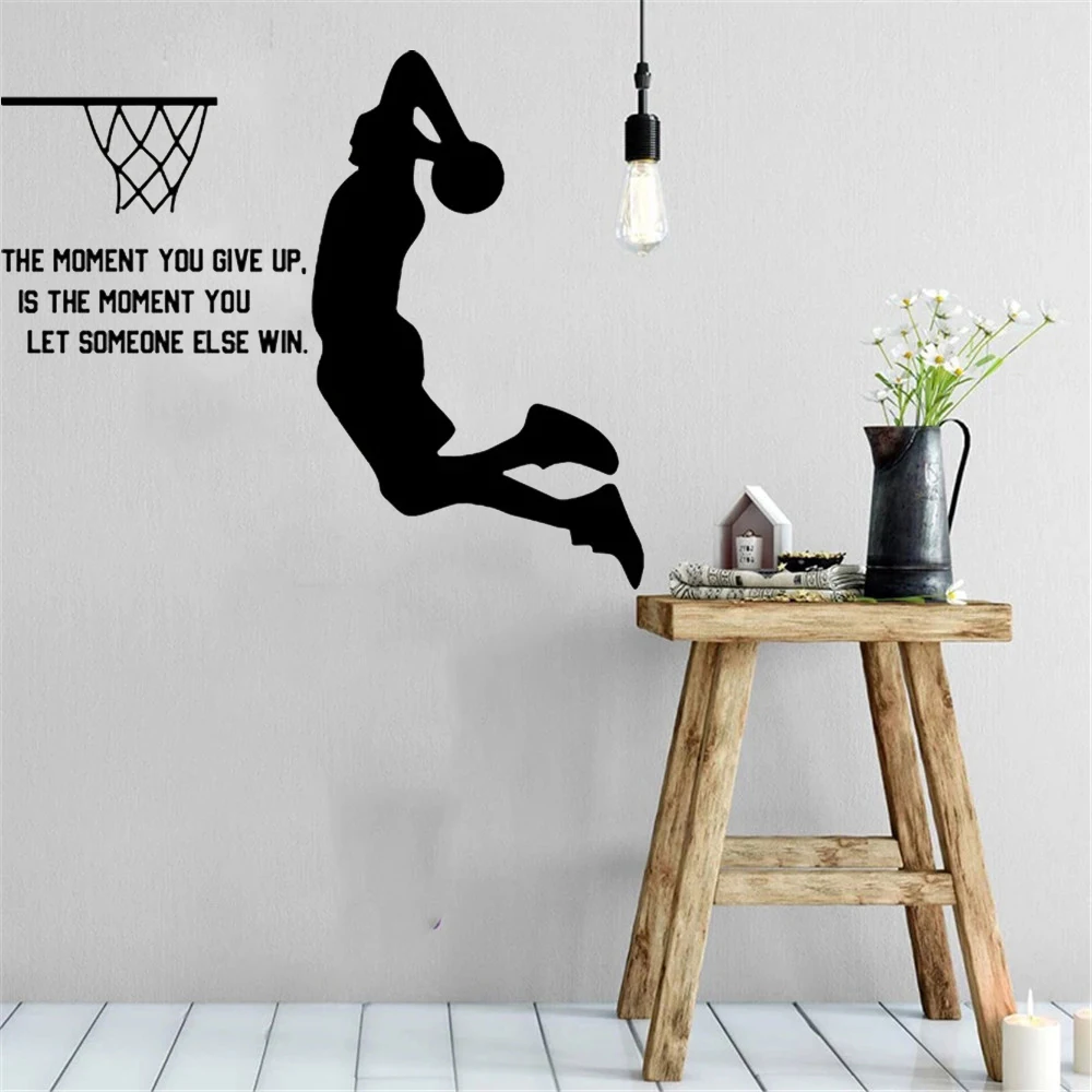 Basketball wall stickers motivational phrase decals arouse the interest of basketball enthusiasts home living room decoration