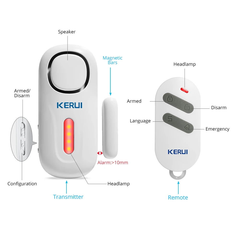 KERUI-Sensor antirrobo de seguridad para puerta y ventana, sistema de garaje inteligente con Control remoto, alarma magnética PIR, 120DB