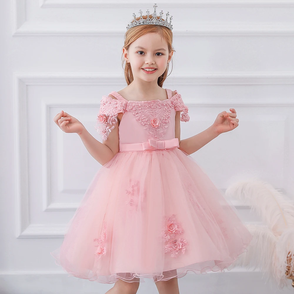 First Communion Party Dresses Summer Flower Girls Dress For Weddings Birthday Children Costume 3-10Y Kids Girl Princess Clothes