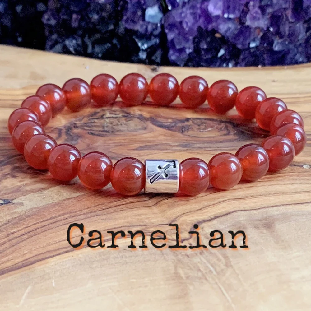 MG1302 Sagittarius Zodiac Charm Stack Bracelet Set Amethyst Carnelian Mala Bracelet Spiritual Super Seven Ghost Quartz Bracelet