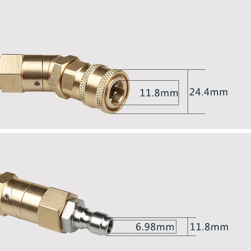 Car High Pressure Air Conditioning Cleaning Nozzle 1/4 Copper Rotary Bending Joint 360°C Rotation Universal Corner Fast Plug