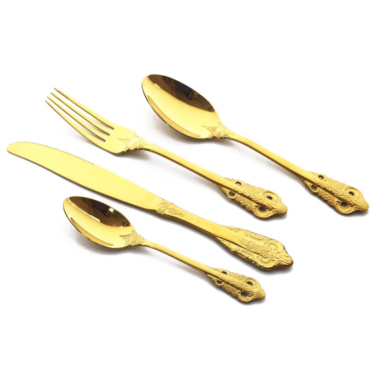 

24Pcs Gold Cutlery Set Western Kitchen Dinnerware Set 304 Stainless Steel Knife Fork Spoon Tableware Set Home Party Flatware Set