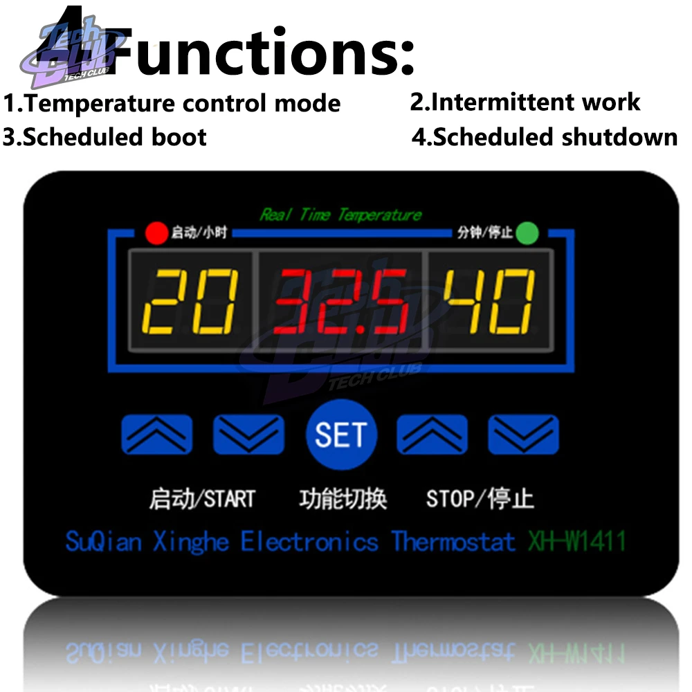 XH-W1411 Thermostat LED Digital Temperature Controller AC 110V 220V 10A Switch Thermometer Smart Temperature Regulator DC 12V