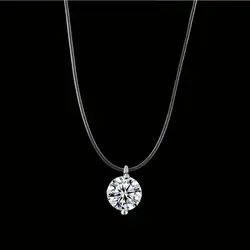 Simple Women Chocker Invisible Chain Transparent Fishing Line Necklace Crystal Rhinestone Choker Necklace Pendant On Line Neck