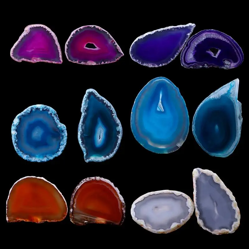 Natural Agate Geode Polished Irregular Crystal Slice Stone DIY Pendant Mineral Home Decoration Drop Ship