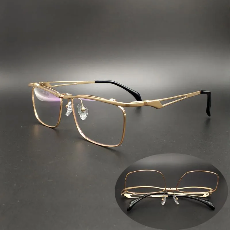 

High quality pure titanium square flip up Reading Glasses Men Women Folding Anti-Blu-ray Glasses Presbyopic Eyeglasses 1.00 2.00