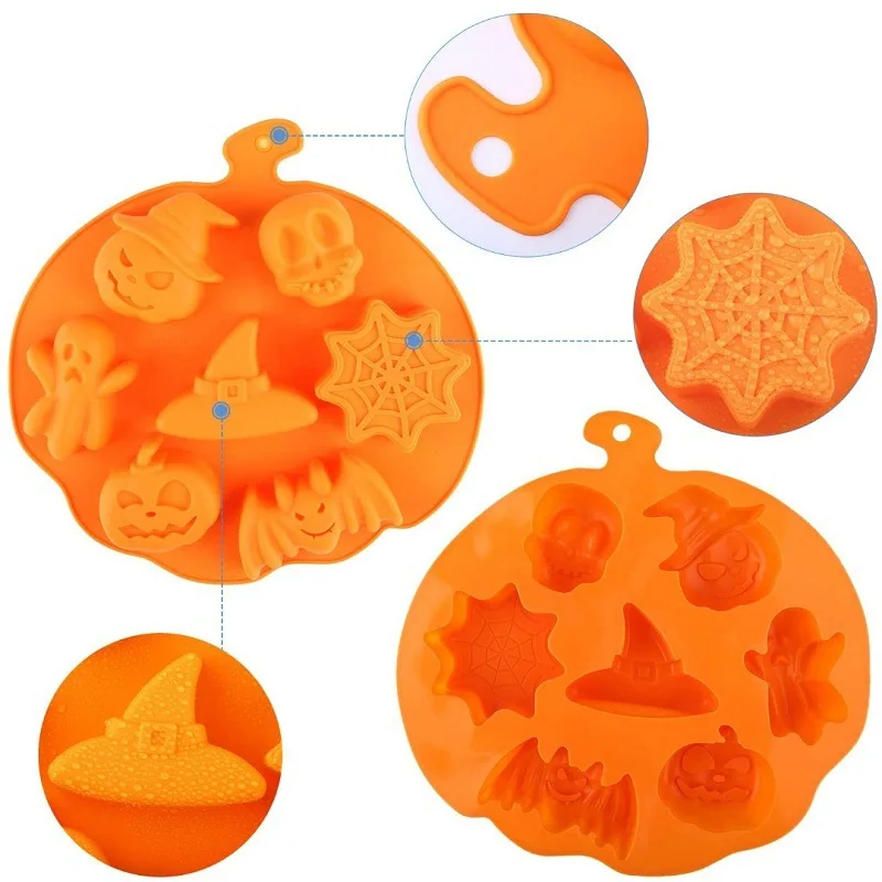 3D Cake Mold Halloween Pumpkin Silicone Mold Fondant Candy Cookie Cake Mold Cupcake Decoration Cake Tools Baking Accessories