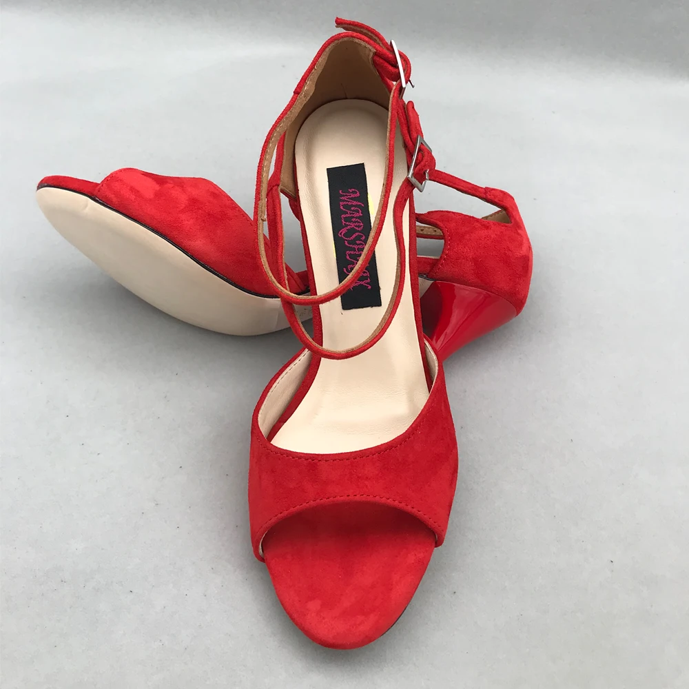 Classical Red Sexy Flamenco Dance Shoes Argentina Tango Shoes  wedding shoes MST6257BRS Leather Sole 7.5cm 9cm heel available