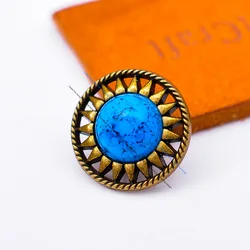 18MM Brass Turquoise Bead Metal Round Star Rope Side Leathercraft Western Headstall Saddle Bridle Belt Conchos Screw Back