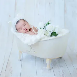 Baby Boy Props for Photography Iron Bathtub for Children with Bubble Cotton Photo Shoot for Kids Newborn Photography Props Bed