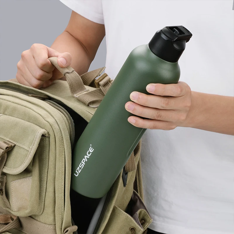 New Stainless Steel Water Bottle With Straw Direct Drinking 2 Lids Vacuum Flasks Insulated Travel Portable Thermal Climb Thermos