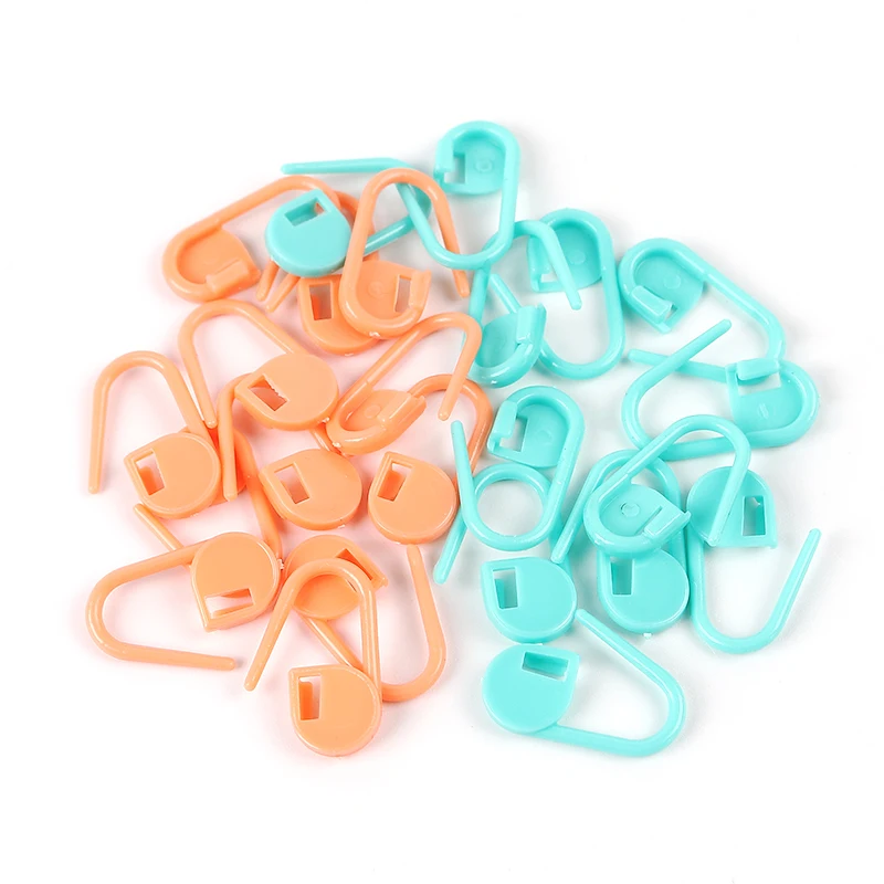 40PCs Mixed Plastic Pins Sweater Crochet Lock Mark Buckle Knitting Accessories Yarn DIY Weaving Sewing Tool Random Color 22x10mm