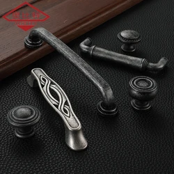 AOBT Vintage Antique Furniture Handles Drawer Door Knobs Gray Bronze Kitchen Cabinet Storage Handle Cupboard Vintage Hardware