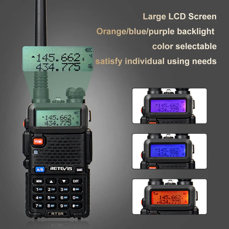 RETEVIS RT5R Handy Walkie Talkie 5W VHF UHF USB Ham Amateur Two-Way Radio Stations PTT Walkie-Talkies for Baofeng UV-5R Hunting