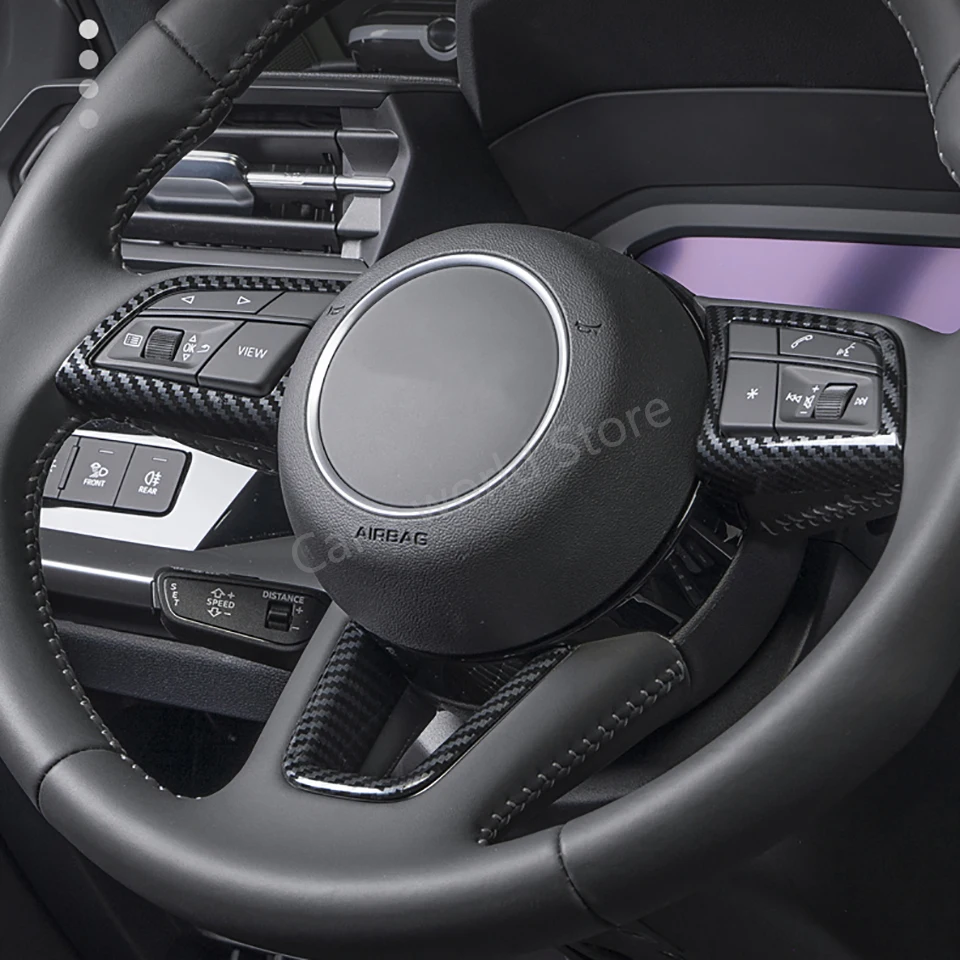 For Audi A3 Steering Wheel Decoration Cover Steering Wheel Stickers Carbon Fiber Color Fit Audi A3 8Y 2021 Interior Accessories