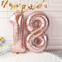 Rose Gold Balloons Number 16 18 21 30 40 50 Foil Balloon Happy Birthday Decoration Anniversary Party Decor Baby Shower New Year