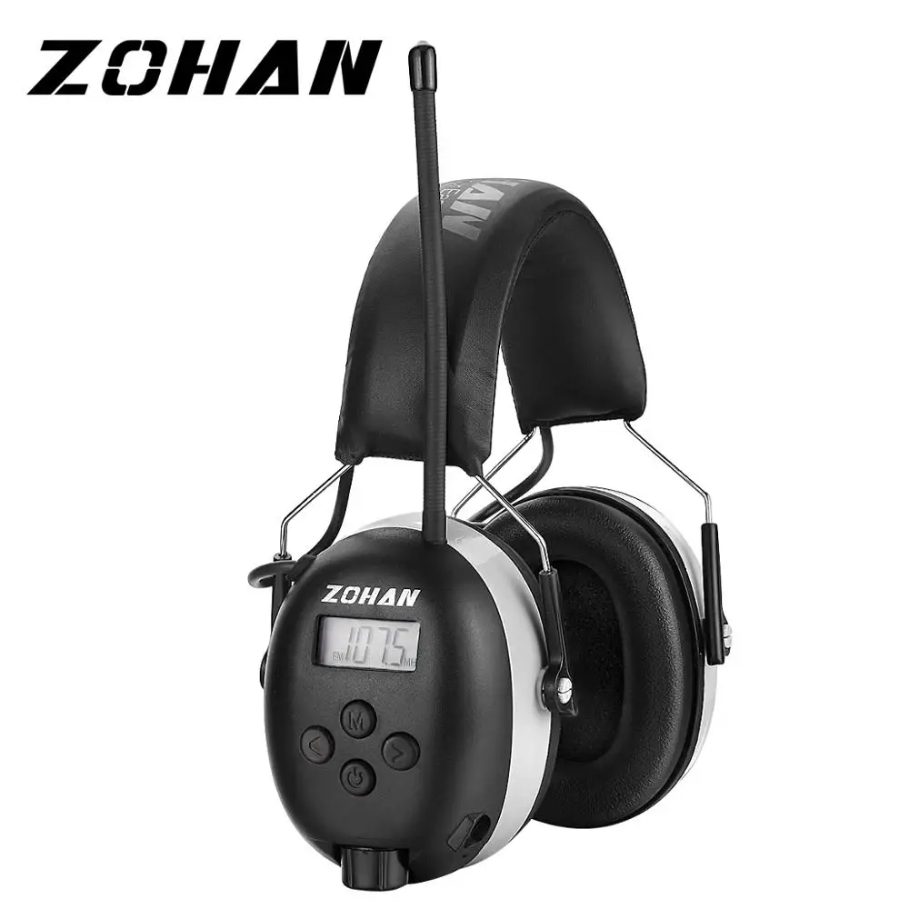 ZOHAN Headphone Hearing Protector Electronic Ear Protection AM/FM earmuffs Radio ear muffs Noise canceling Professional NRR 25db