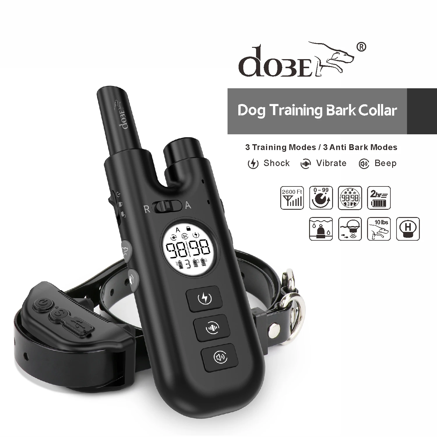 

2 in 1 dog shock collar with 800m, rechargeable waterproof remote control electric dog training collar bark stop