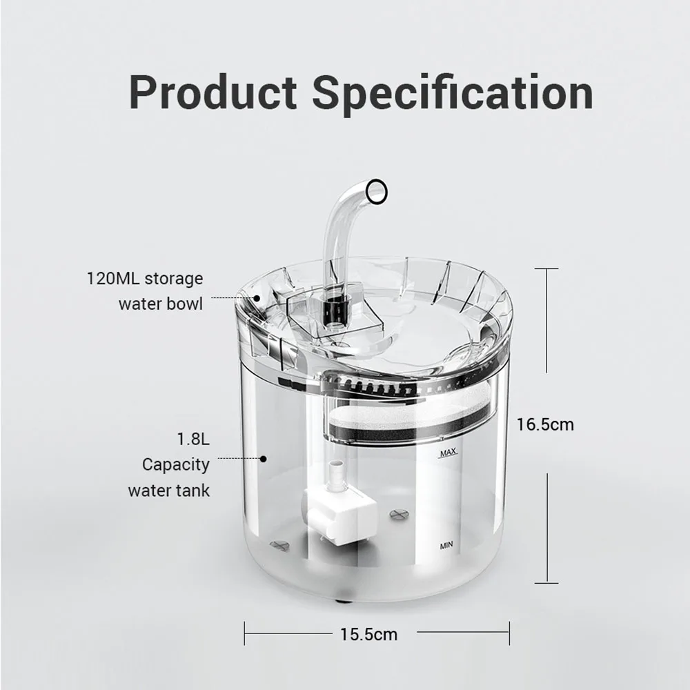 Imagem -06 - Inteligente Gato Água Fonte com Torneira Cão Distribuidor de Água Bebedouro Transparente Pet Beber Filtros Alimentador Sensor de Movimento 2l