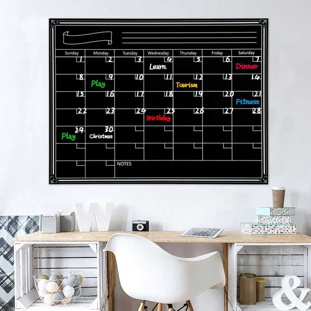 Umitive 1pcs Magnetic Dry Erase Fridge Calendar White Black Board Memo List To Do List Monthly Daily Planner Organizer 2019