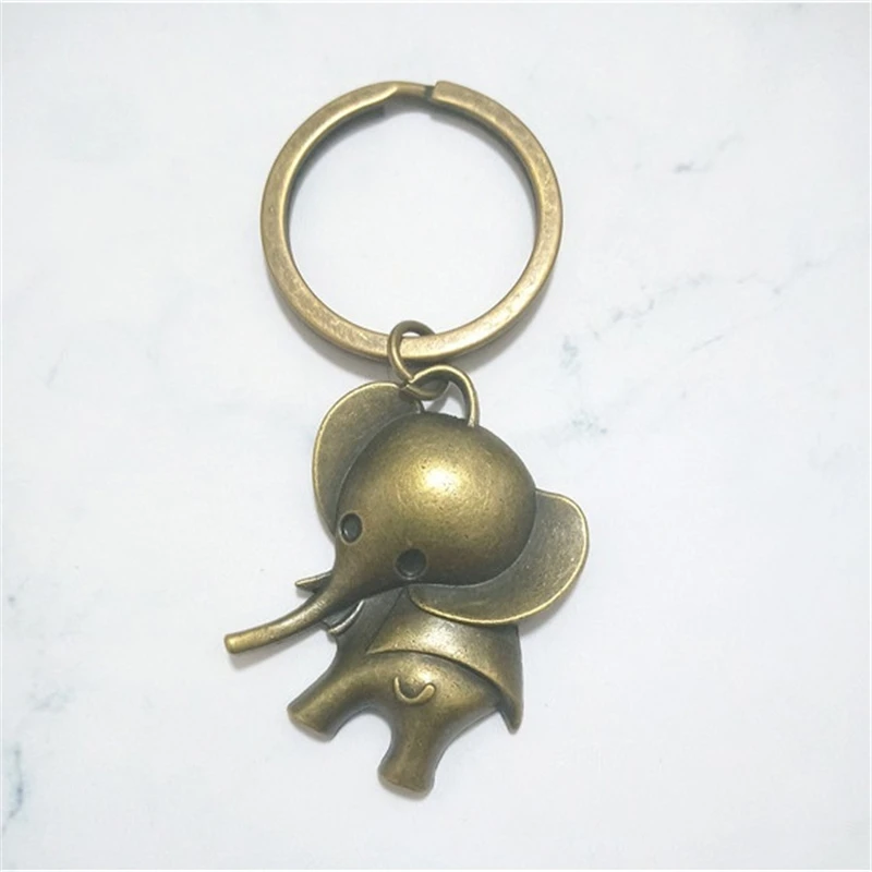 Bronze Color Keychain Elephant Key Chain Keyring Cartoon Elephant Keyholder Christmas Gift Cartoon Animal Keyring