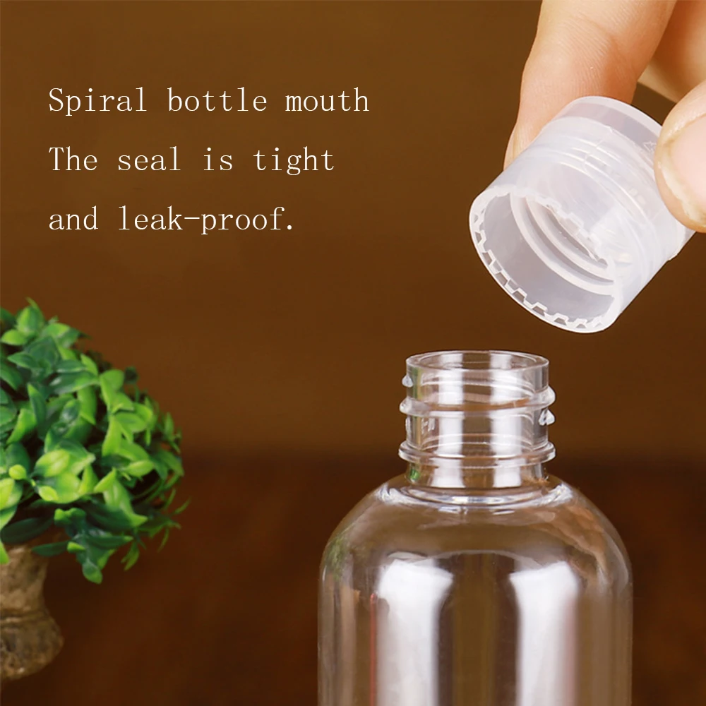 10/20/30/50/100ml Plastic PET Clear Flip Lid Lotion Bottles Cosmetic Shampoo Sample Containers Travel Liquid Refillable Bottle