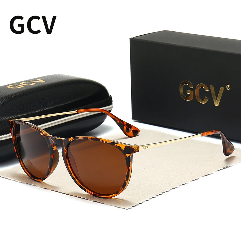 GCV-Classic Round Polarized Sunglasses para homens e mulheres, óculos de sol retro, unisex Driving Eyewear, nova moda, UV400