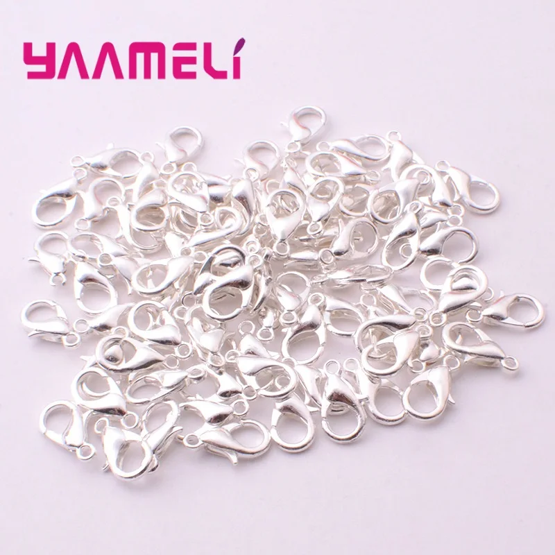 100PCS Wholesale Jewelry Findings Genuine 925 Sterling Silver Lobster Clasp Bracelet Necklace Fittings Connector Components