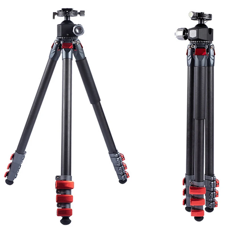 Professional Tripod Alloy Aluminum Carbon Fiber Video Tripod Head Camera Gimbal Quick Release Plate Travel for SONY CANON DSLR