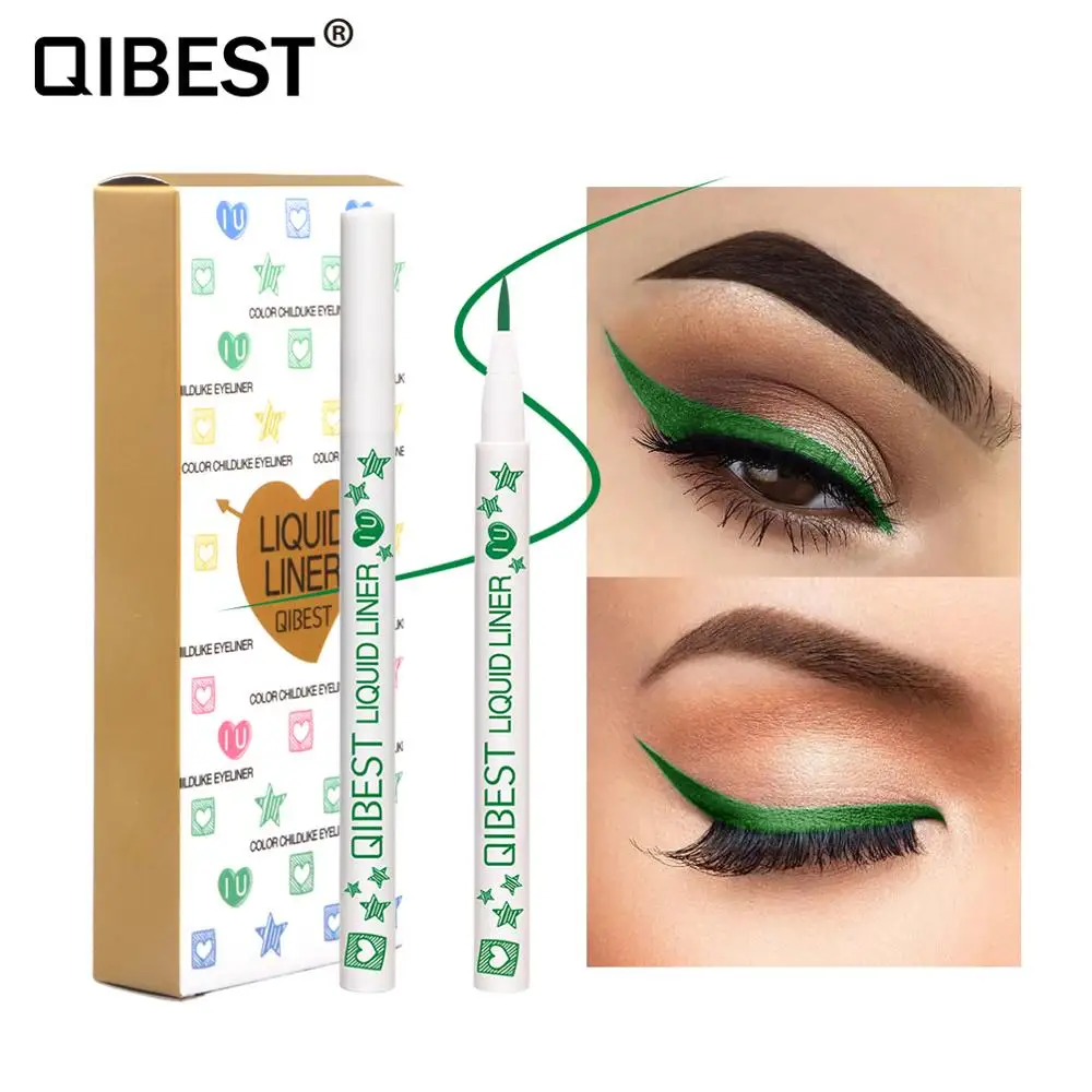 QIBEST Eyeliner colorato liquido impermeabile asciugatura rapida lunga durata nero verde blu Eyeliner trucco matita cosmetica