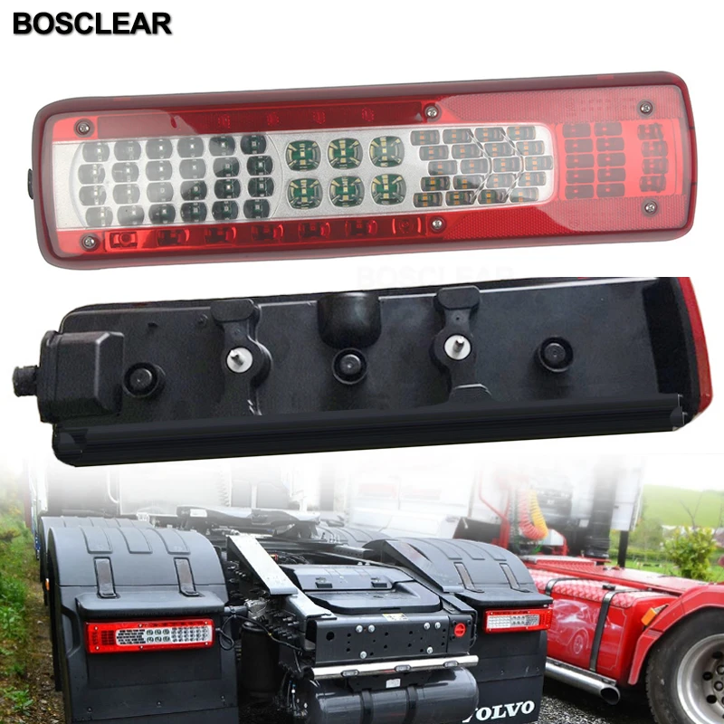 2PCS 12/24V Car LED Rear Taillight Tail Lights for Volvo FH4 FH02 FM420/460 Truck Trailer With Buzzer Tractor iron ox tail lamp