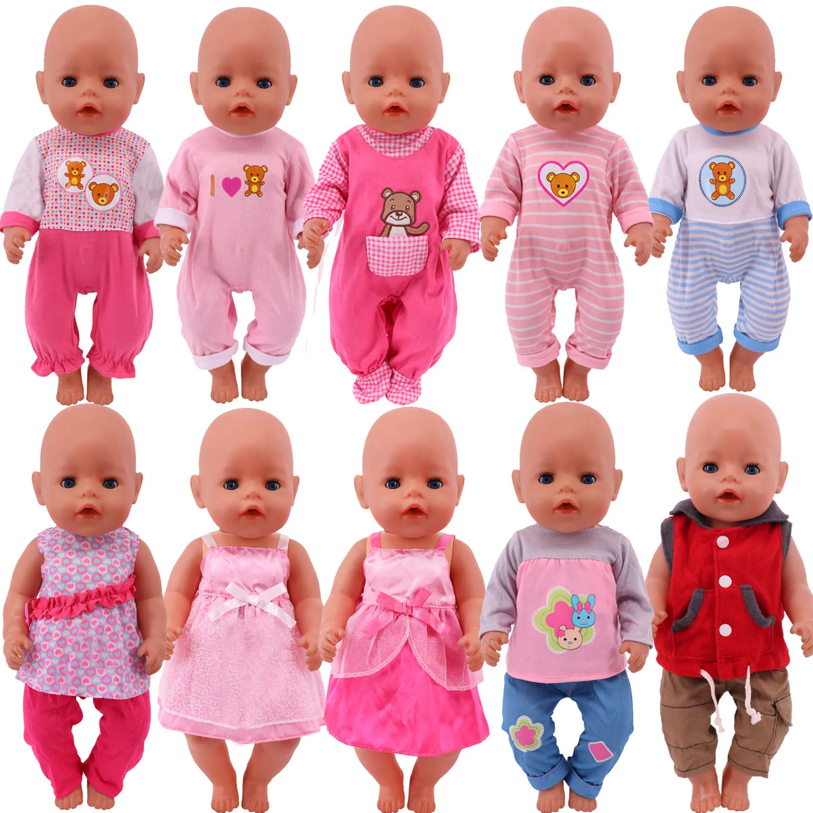 Reborn Dolls Cute Clothes Shoes Fit New Reborn Baby Pajamas Casual Sports Accessories For 18 Inch & 43 Cm Doll Girl's Toy Gifts