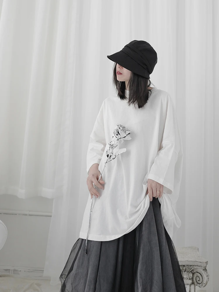 

Women's summer new round collar solid color medium long seven quarter sleeve short sleeve T-shirt fashion match