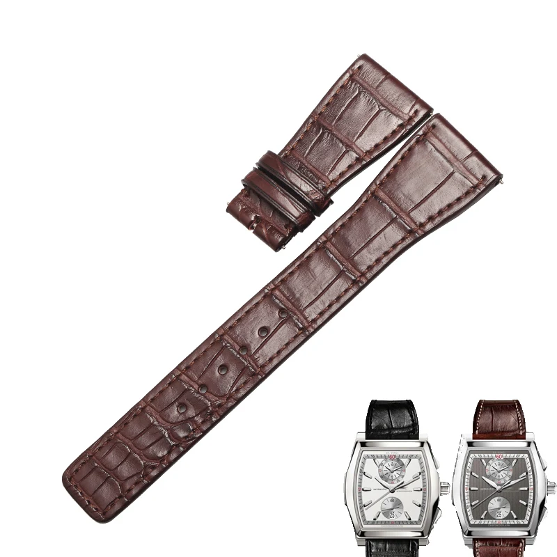 WENTULA watchbands for DA VINCI FAMILY leather strap alligator skin /crocodile grain  watch band