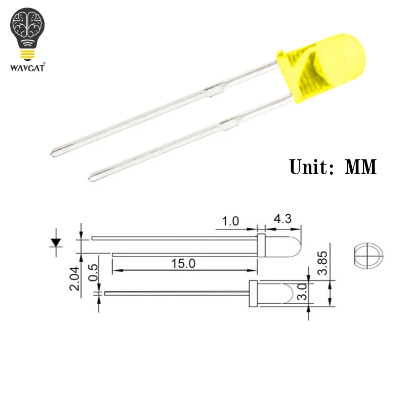 100 sztuk/partia 5MM F3 3mm diody LED wybrane elementy zielony niebieski biały żółty czerwony komponent DIY Kit — zdjęcie 5