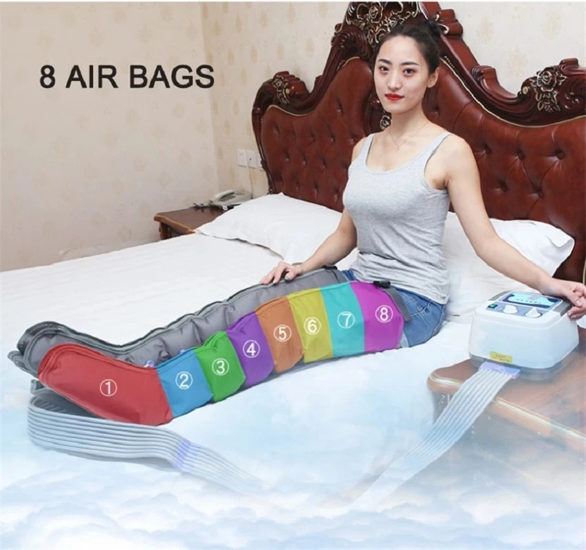 Syeosye 8 Cavity Electric Air Compression Massager Leg Foot Infrared Therapy Arm Waist Pneumatic Air Wraps Relax Pain Relief