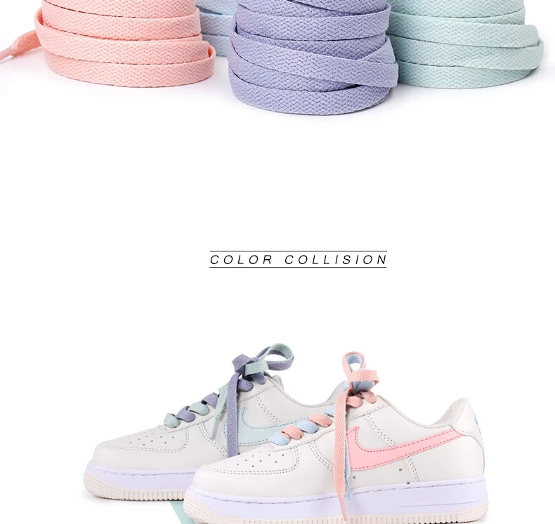 1 Pair 4 Colors Air Force One Sneakers Shoelaces AF1/AJ Shoe Laces Cotton Flat Shoe Lace 120/140/160 CM Laces for Shoes Shoestri