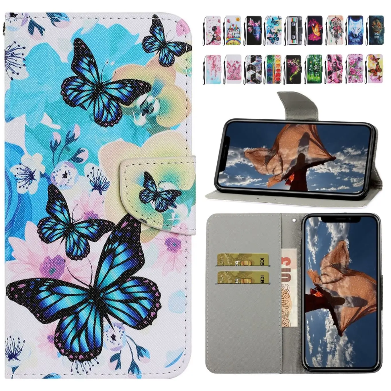 Wind Chime Lion Kids Phone Wallet For Xiaomi Mi Note 10 Pro 10T Lite Redmi 8 9A 9C Note 8 9 Pro Card Holder Case Book Cover P20F