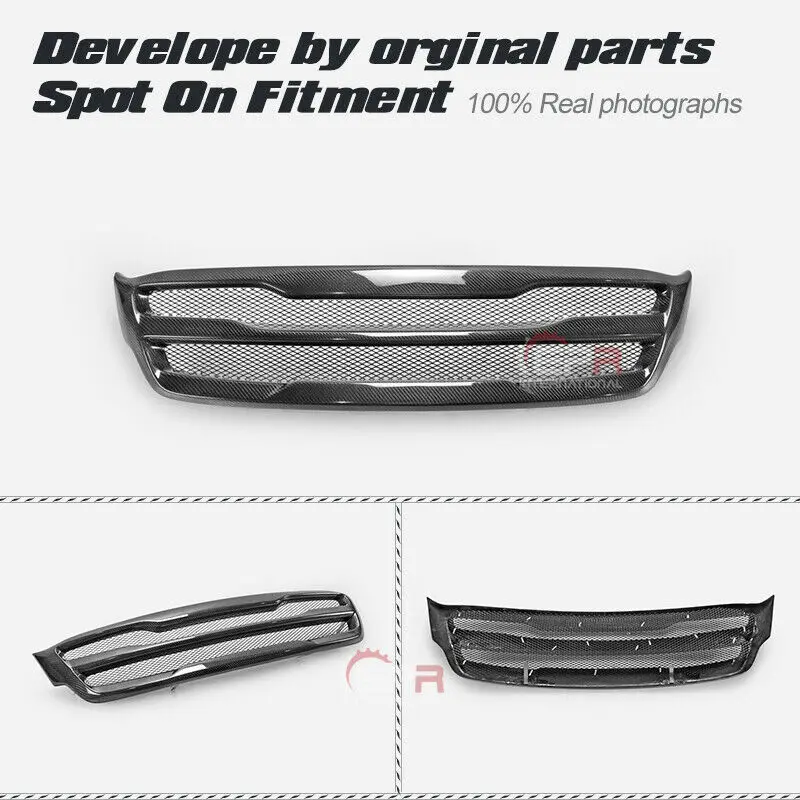 

For 14-17 Kia Sorento UM RR Style Carbon Fiber Front Grill Bumper Grille Mesh Trim Cover Body kit