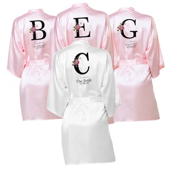 Bridesmaid Robes  Wedding Robe Bridesmaid  Team Bride Gifts Flower Print Bridal Personalized Engagement Gift  Bride Gift  Robes