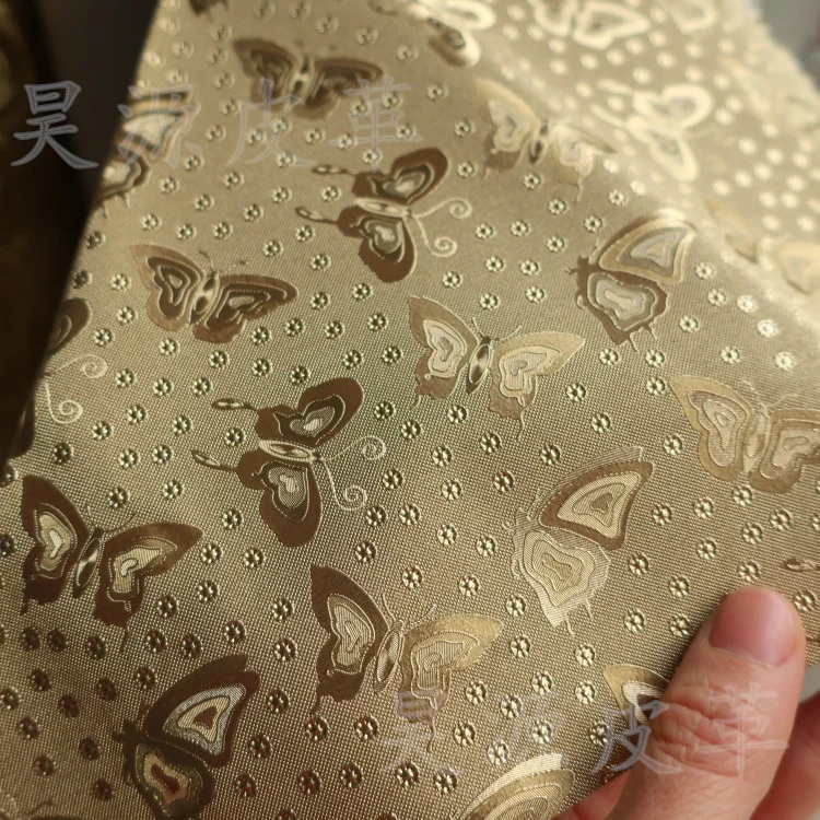 

synthetic PU Metal Butterfly embossed metallic decorative leather material