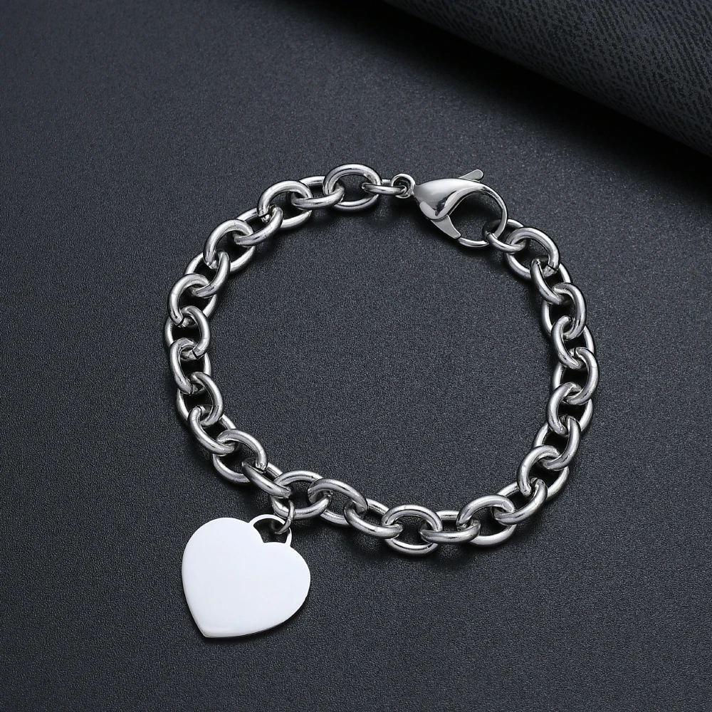 2020 New Arrival 316L Stainless Steel Heart Pendant Charm Bracelet & Bangles Fashion Jewelry Best Gift for Women Drop Shipping