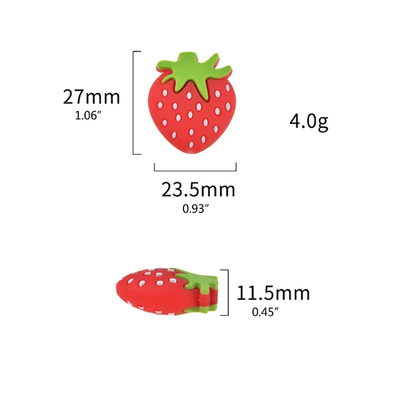 5 Pcs perline in Silicone per uso alimentare forma di fragola perline per massaggiagengive per neonati gomma per alleviare il dolore giocattoli sensoriali per allattamento per bambini