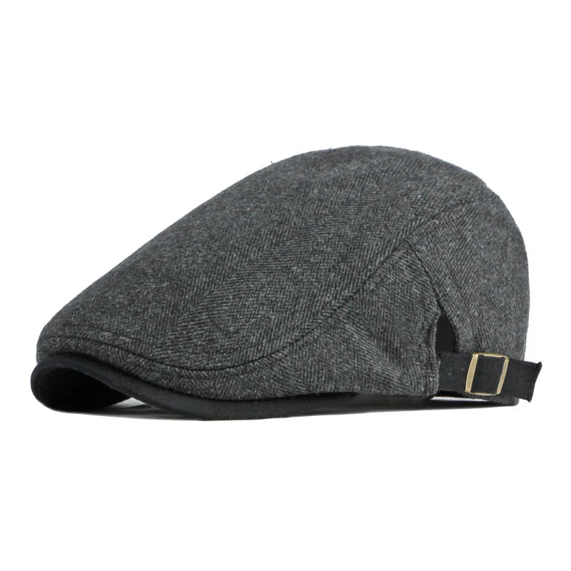 Retro Newsboy Cap Men Autumn Winter Herringbone Duckbill Hat Tweed Flat Peaked Beret Hat Women Painter Gatsby Driving Cap