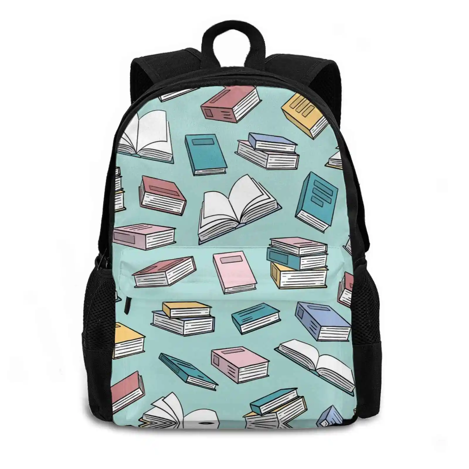 All The Books On Aqua-Back To School-Book Lover School Bags Travel Laptop Backpack Books Book Back To School Teacher Book